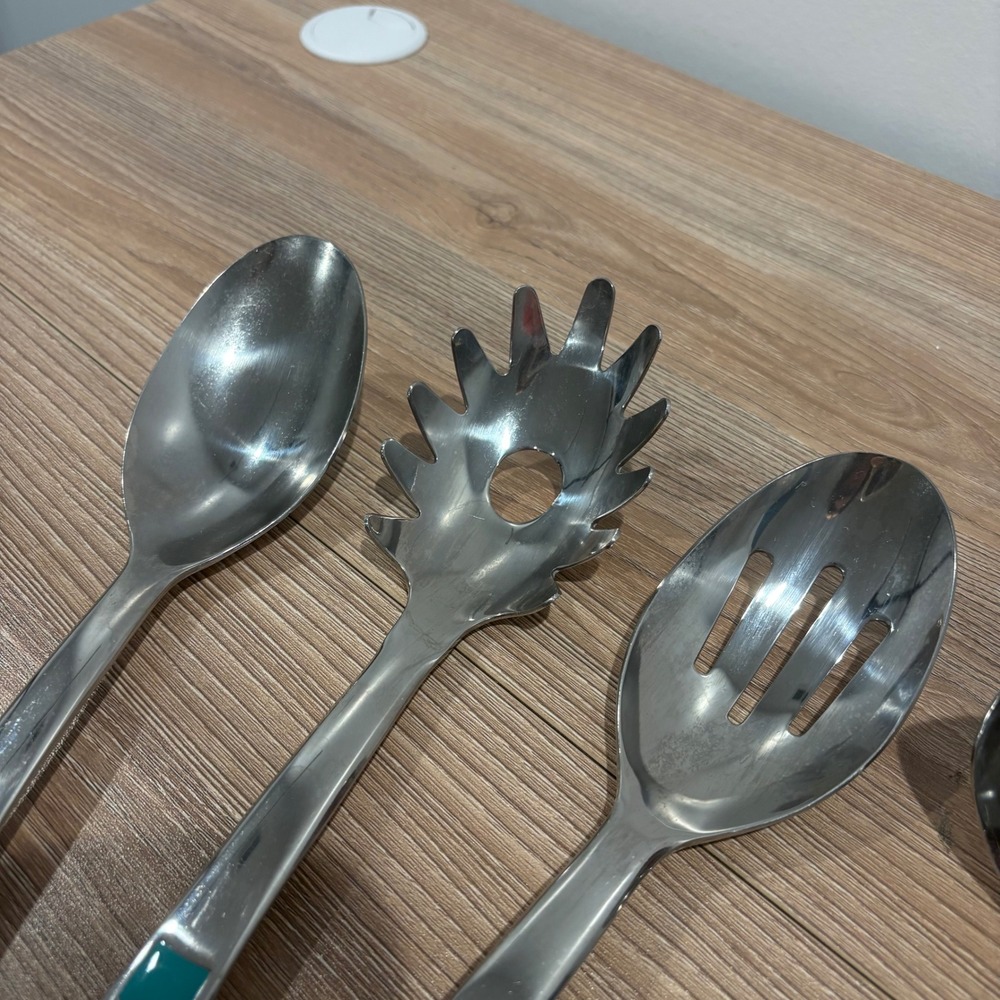 Fiesta Celebration Rainbow Striped Serving Utensil Set Silver 12 in - Picture 12 of 12